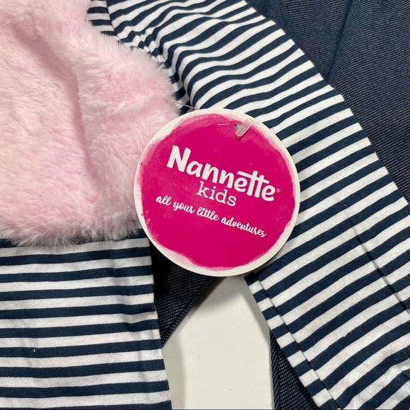 NWT Nannette pink fur vest with stripes top and jegging Size 3T - Picture 4 of 9